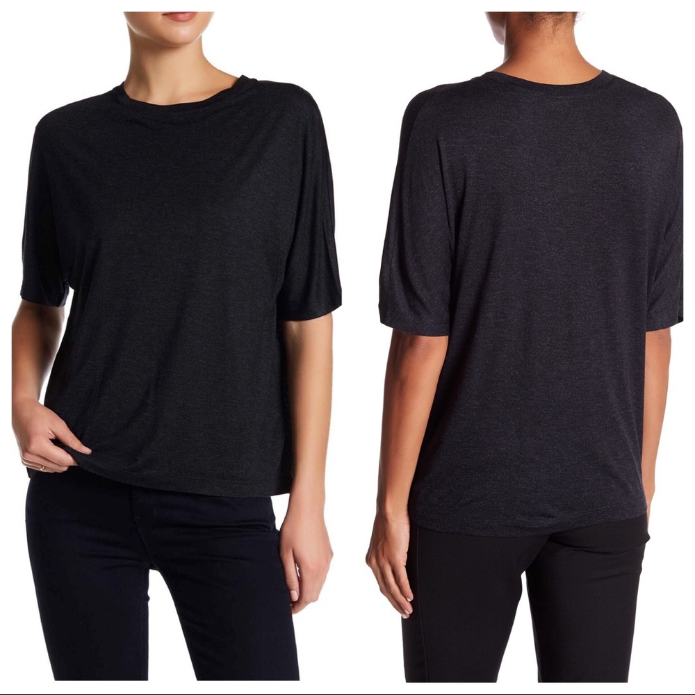 VINCE short Sleeve Dolman Tee Heather Black - Picture 1 of 7